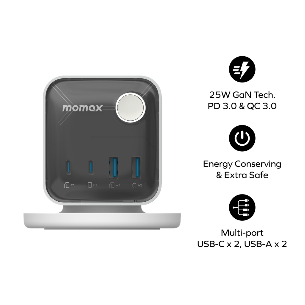 MOMAX 1-CHARGE WORK FLOW 3-OUTLET POWER CUBE WITH USB - Best Buy Tech