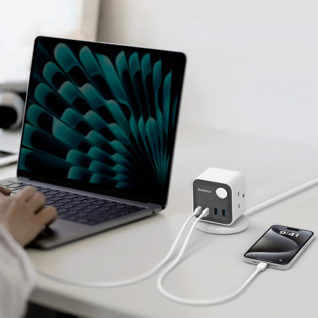 MOMAX 1-CHARGE WORK FLOW 3-OUTLET POWER CUBE WITH USB - Best Buy Tech