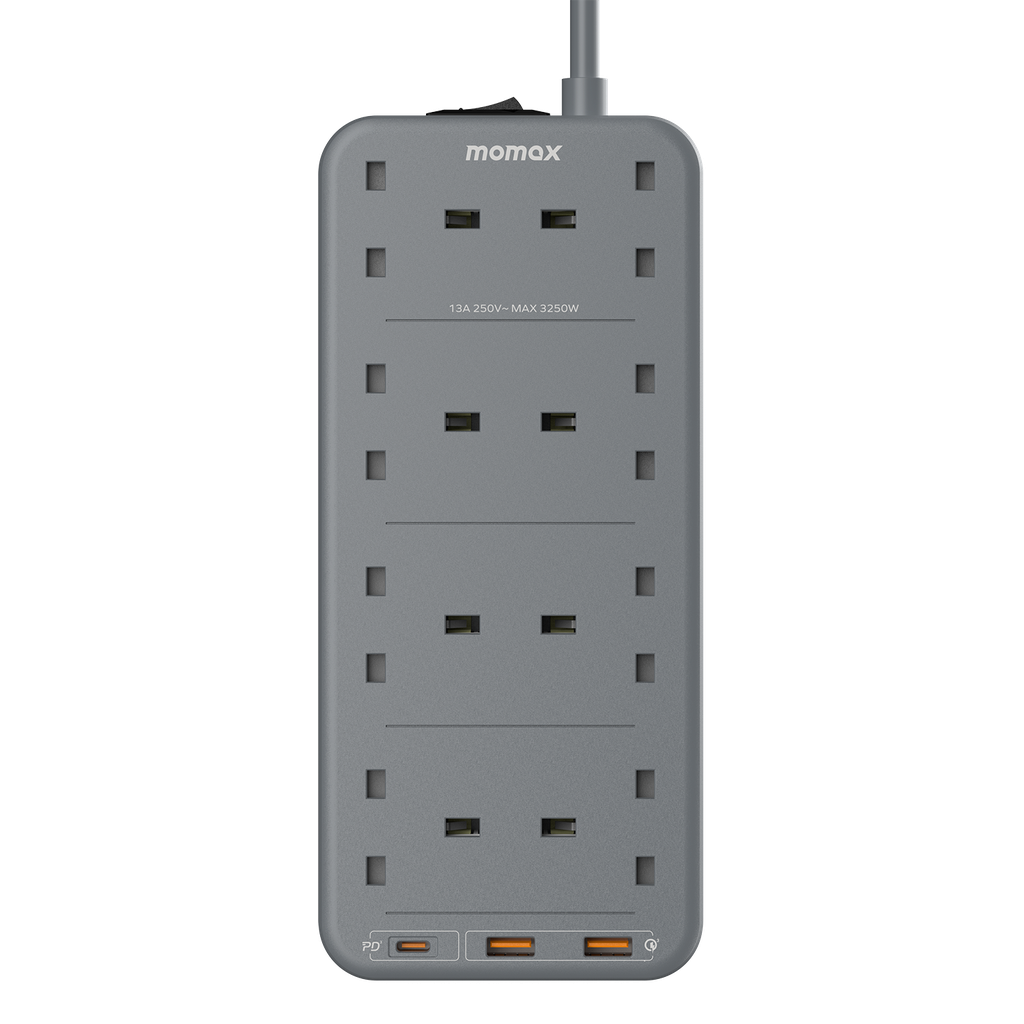 MOMAX ONEPLUG 8 OUTLET POWER STRIP WITH USB - ALAMAT