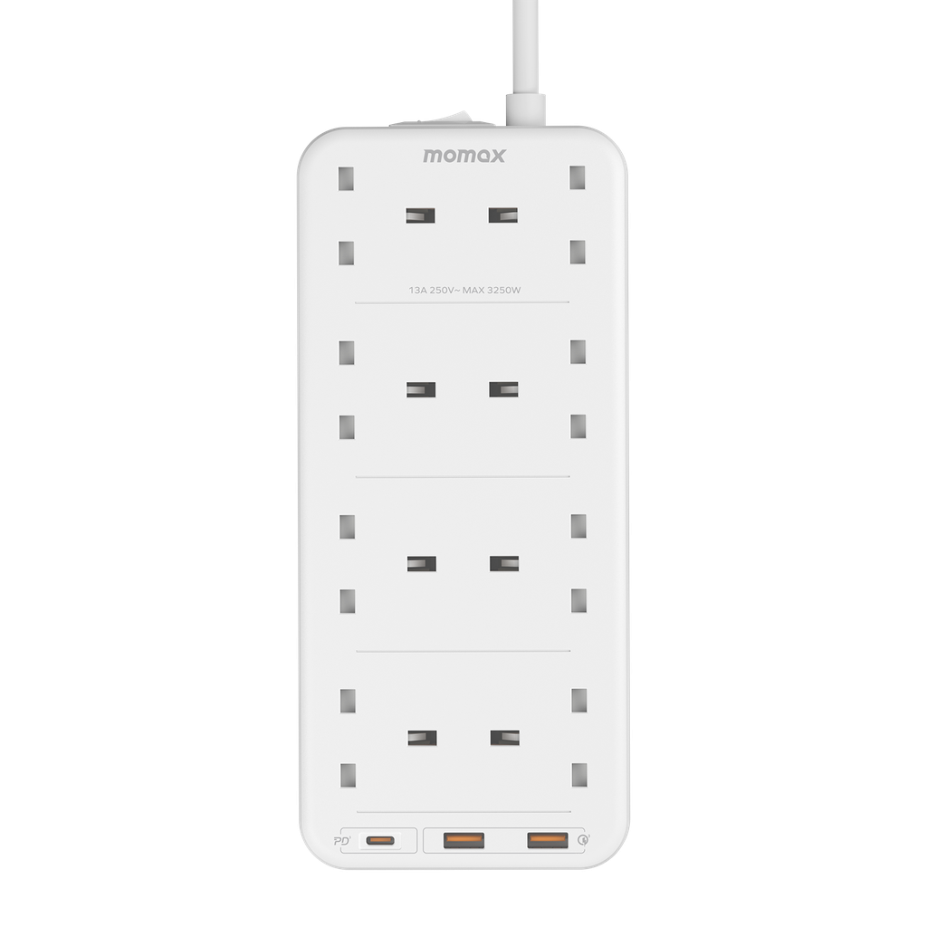 MOMAX ONEPLUG 8 OUTLET POWER STRIP WITH USB - ALAMAT