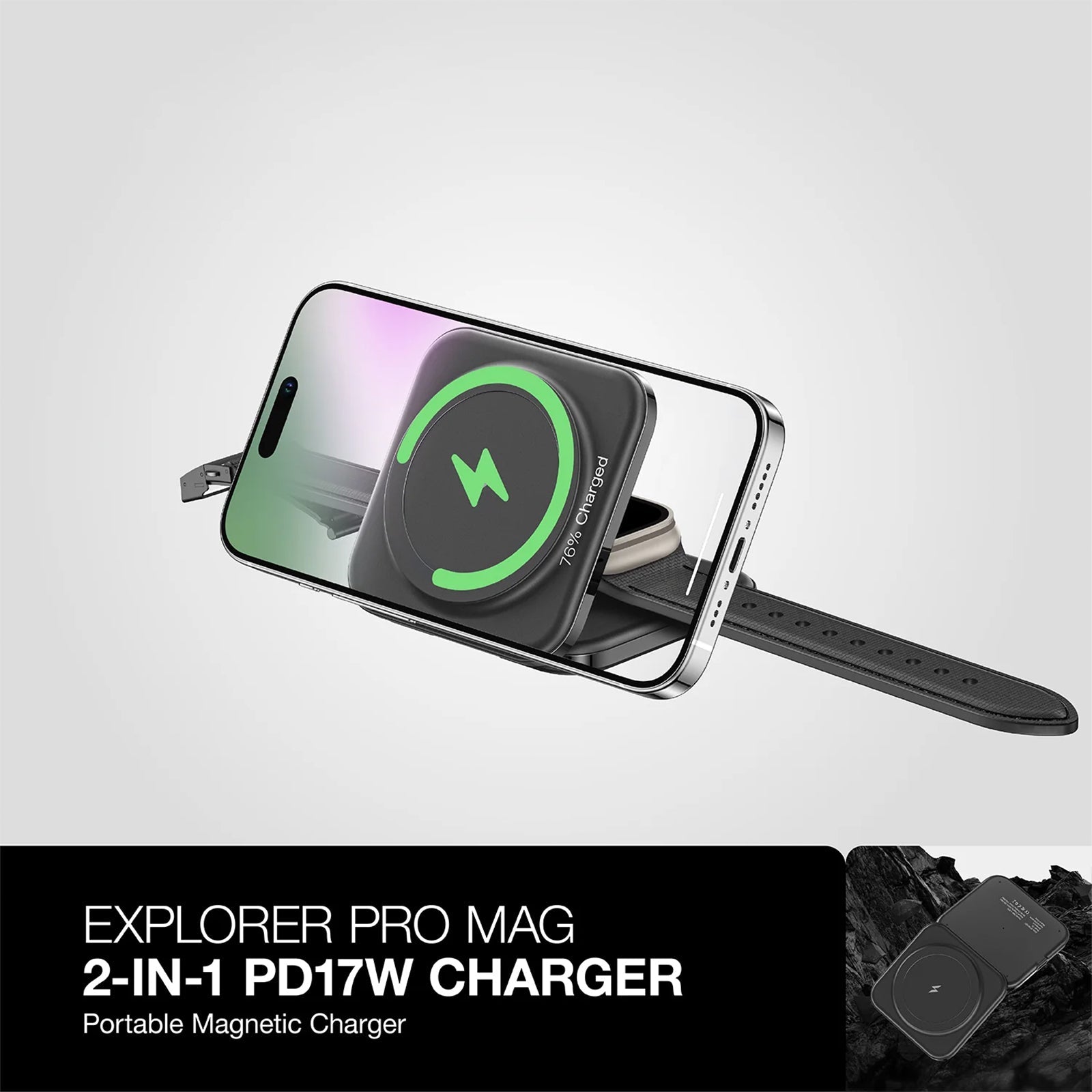 AMAZING THING EXPLORER PRO 3IN1 PD 15W PORTABLE WIRELESS CHARGER WITH 1.2M USB-C TO USB-C CABLE - ALAMAT