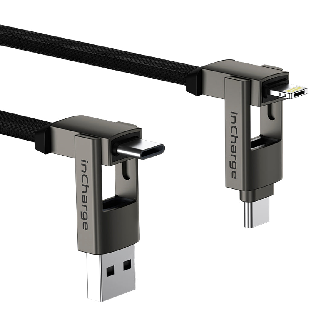 Rolling Square InCharge®6 Moon 1.5m 6 in 1 Charging Cable 1.5M Mercury Gray - ALAMAT