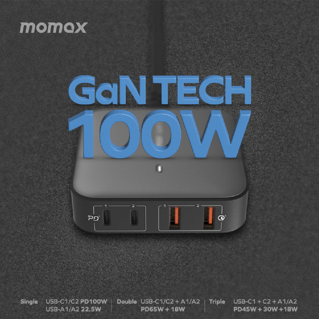 MOMAX ONEPLUG 100W 4 PORT GAN DESKTOP CHARGER - ALAMAT
