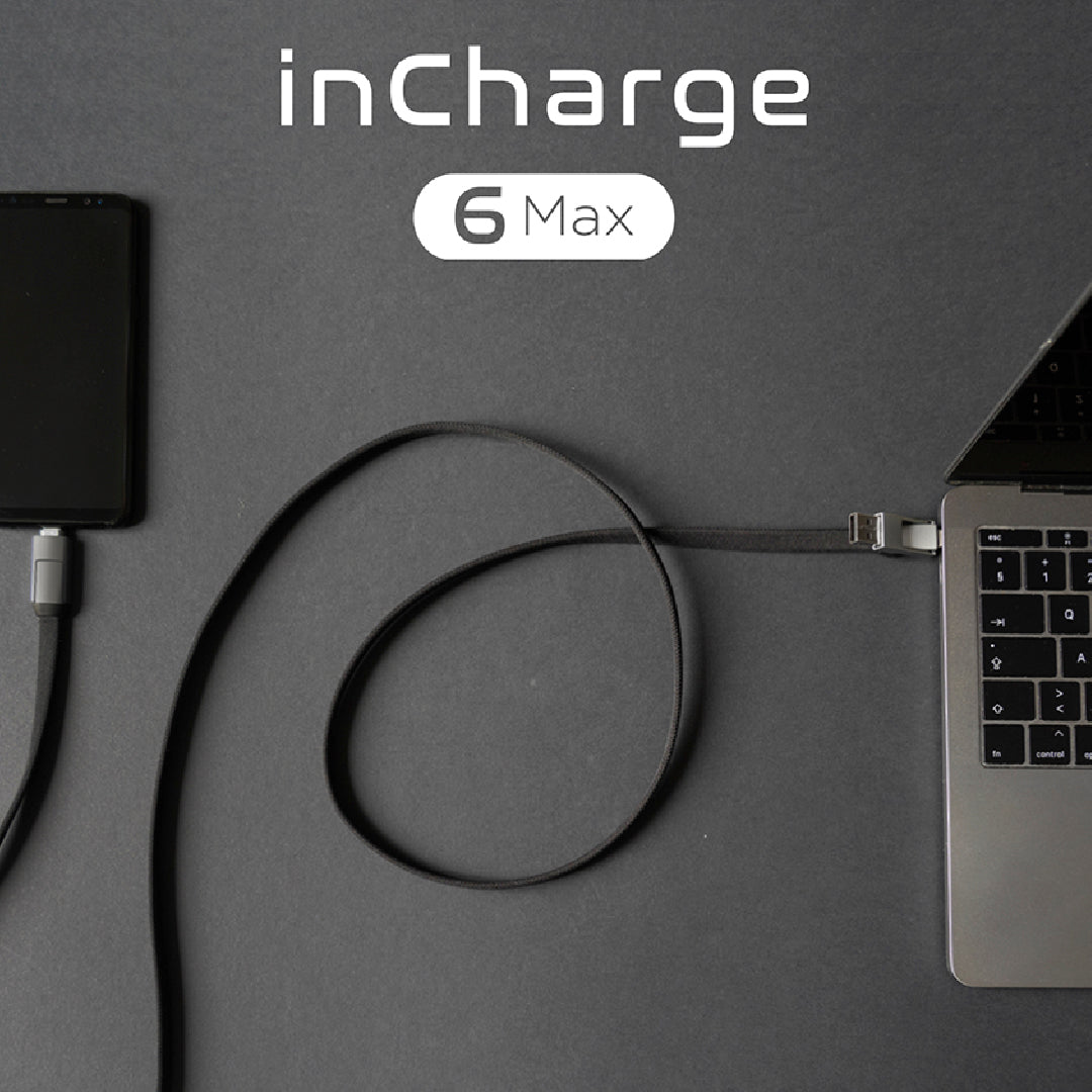 Rolling Square InCharge®6 Moon 1.5m 6 in 1 Charging Cable 1.5M Mercury Gray - ALAMAT