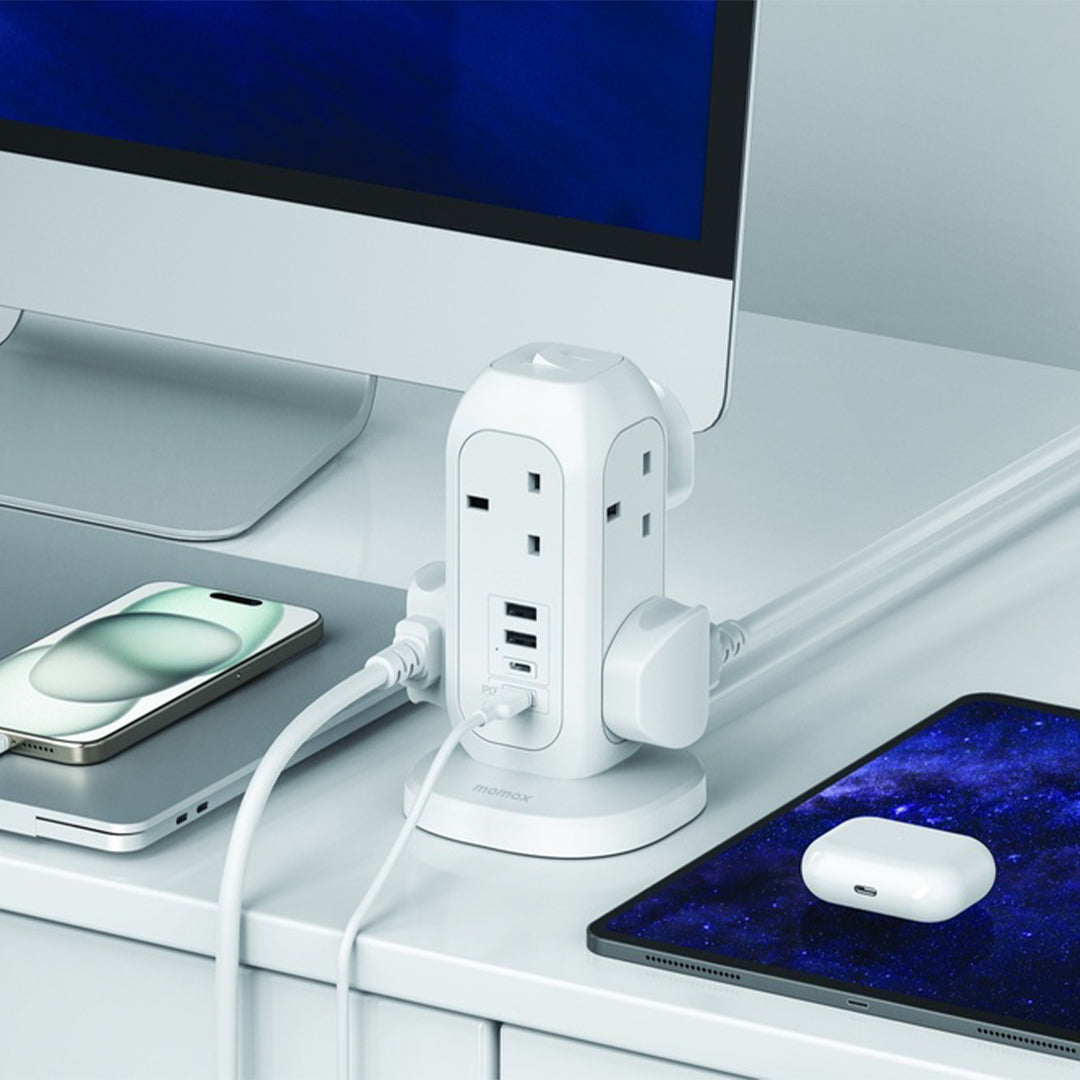 MOMAX ONEPLUG 7-OUTLET POWER STRIP WITH USB - ALAMAT