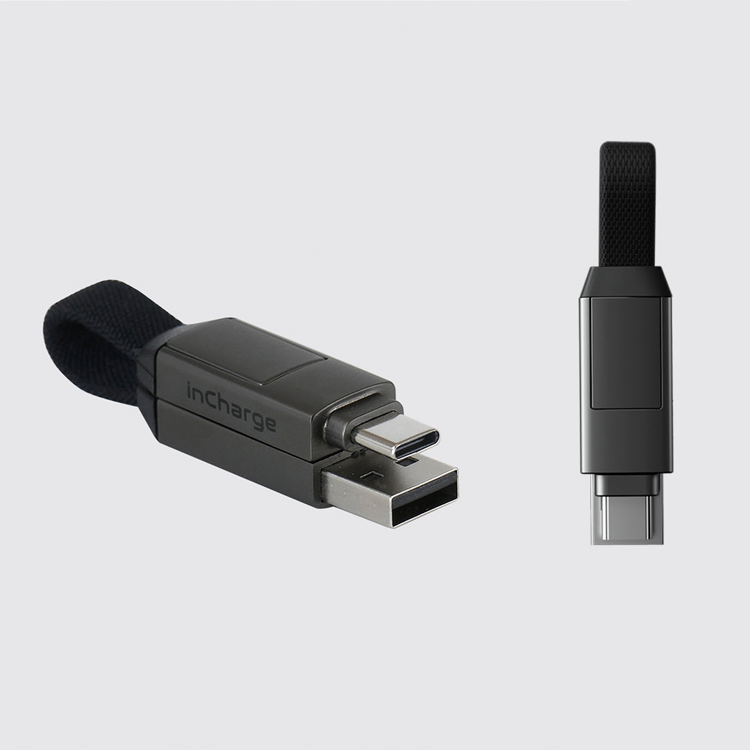 Rolling Square In-Charge® 6 in 1 Charging Cable 0.25ft Mercury Gray - ALAMAT