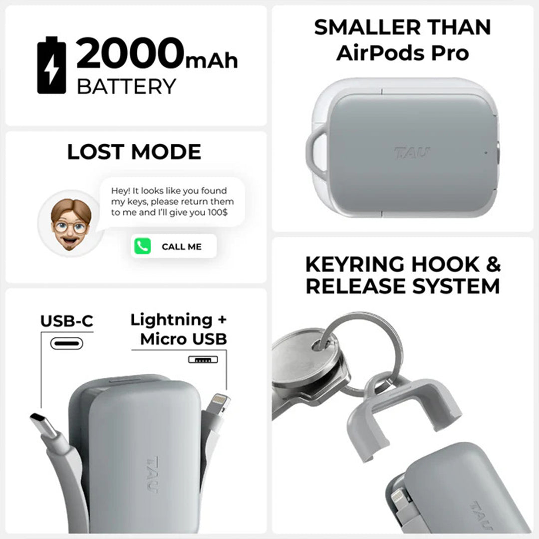 ROLLING SQUARE TAU 2 EMERGENCY KEYRING POWER BANK 2000MAH - ALAMAT