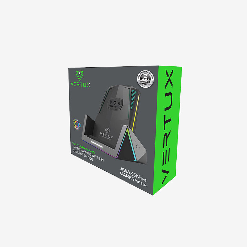 Vertux VertuCharge-Qi 15W Pro-Gaming Wireless Charging Station - ALAMAT