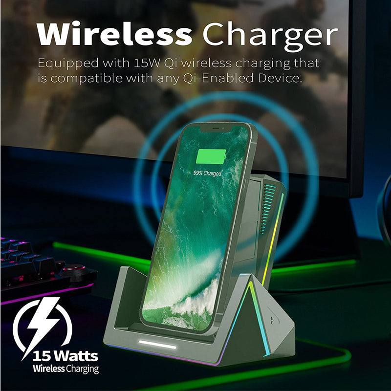 Vertux VertuCharge-Qi 15W Pro-Gaming Wireless Charging Station - ALAMAT