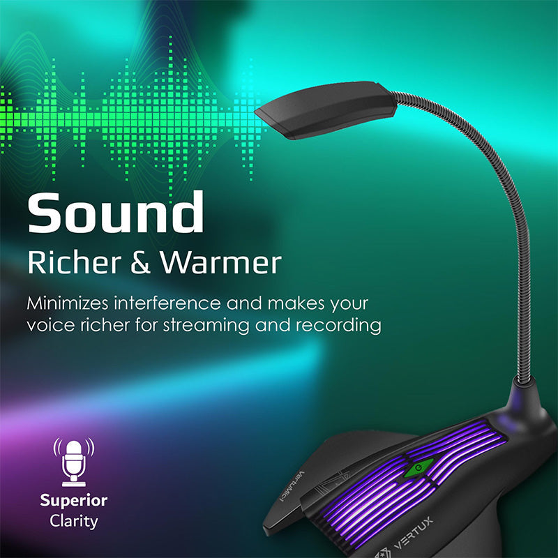 Vertux VertuMic-1 High Definition Anti-Vibration Gaming Microphone With LED alamat.me