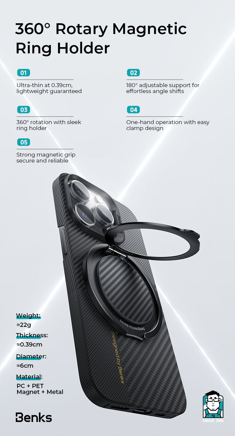 BENKS 360° Rotating MagClap Phone Grip & Stand - Best Buy Tech