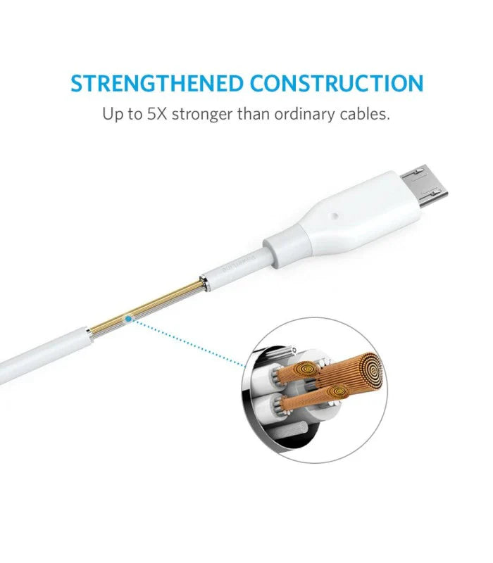 ANKER POWERLINE MICRO USB CABLE 3FT(A8132H21)-WHITE - Best Buy Tech