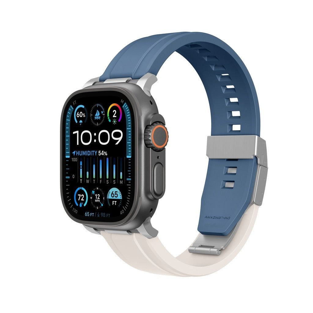 Amazingthing Titan Chrono Silicone Band for Apple Watch 49/46/45/44/42 MM – Blue Grey