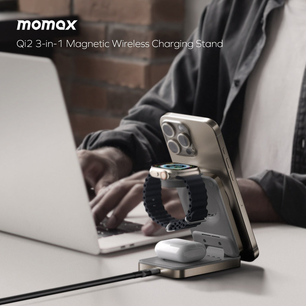 Momax 1-charge Q.port Qi 2 15w 3in1 Magnetic Wireless Charging Stand