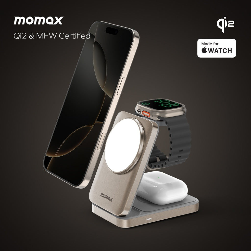 Momax 1-charge Q.port Qi 2 15w 3in1 Magnetic Wireless Charging Stand