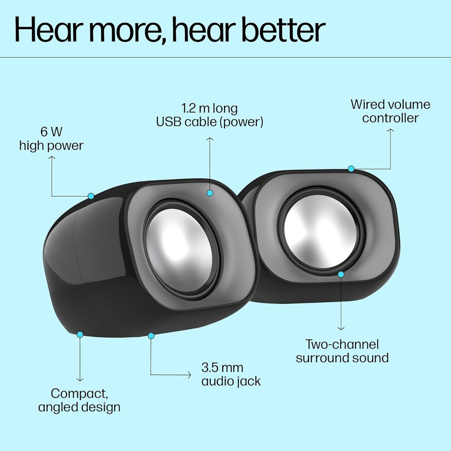 HP DHS-2111 Speaker Desktop Wired Mini Multimedia Usb Speaker, Stereo, Subwoofer for Home, Mobile & Notebook