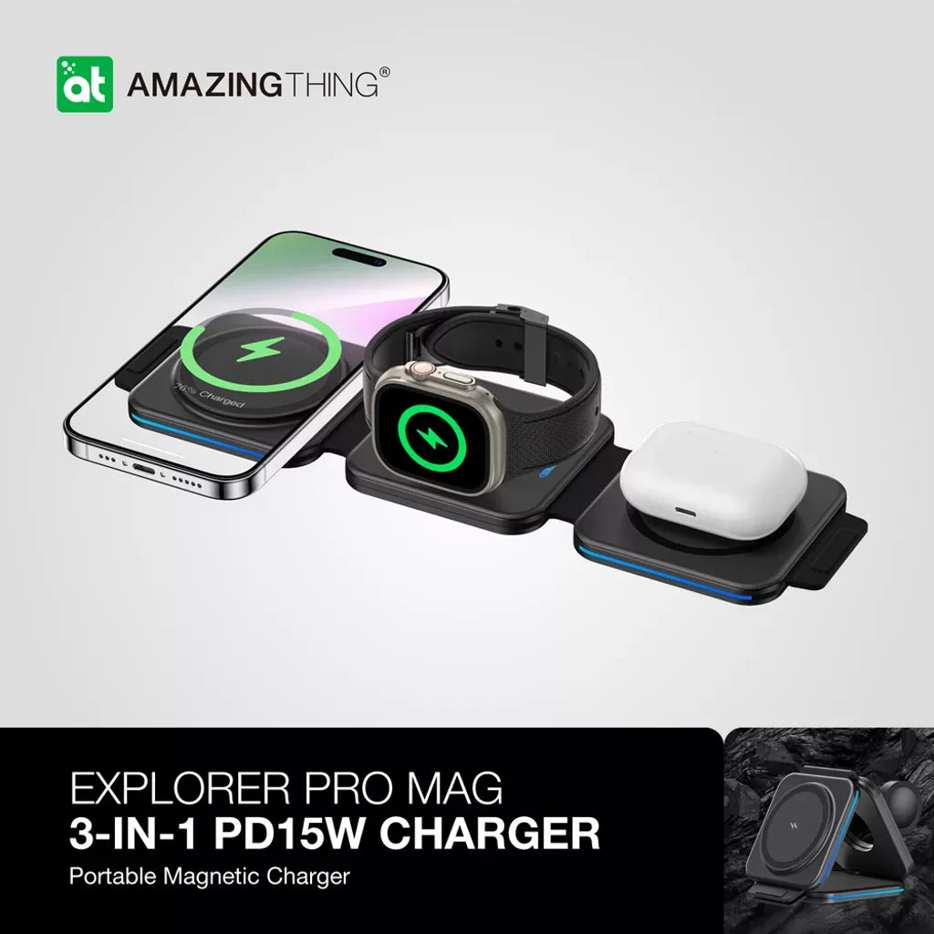 Amazingthing Explorer Pro Mag 3-in-1 PD15W Portable Magnetic Charger