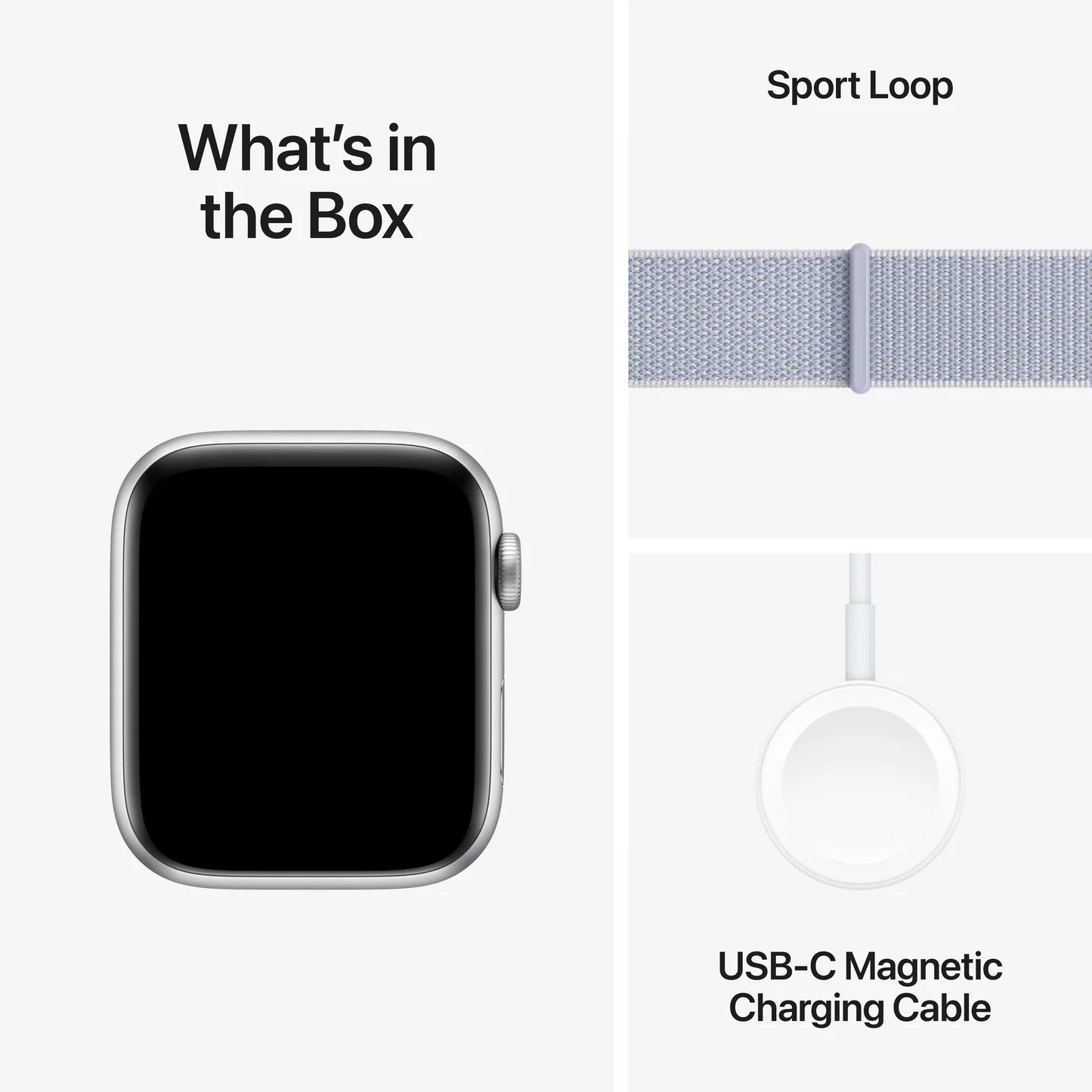 Apple Watch SE GPS (Gen2) 44MM Silver Aluminum Case, Blue Cloud Sport Loop