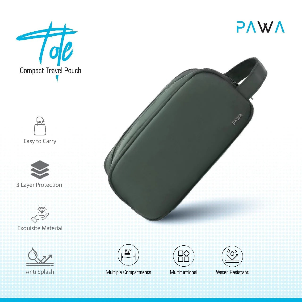 Pawa TOTE Compact Travel Pouch | Green