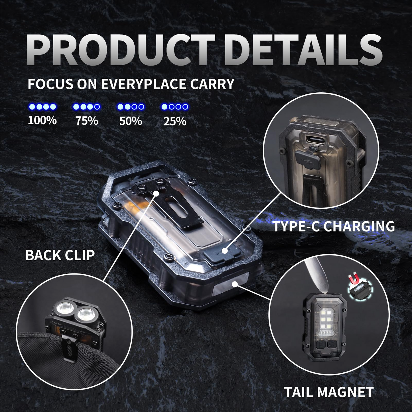 COB Mini Rechargeable Key chain Light Type-C