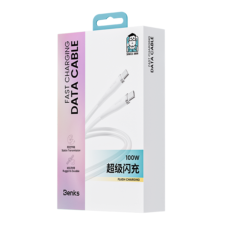 Benks 100W PowerWeave PD Type-C / Type-C Cable - 1M - Fast Charging and Enhanced Durability - White