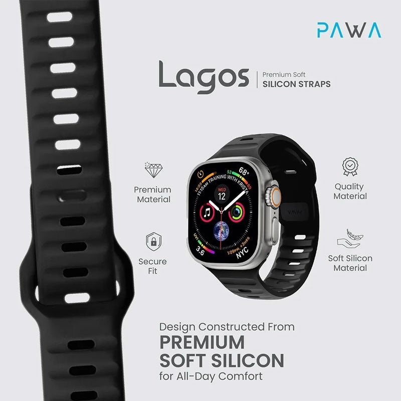 Pawa Lagos Premium Soft Silicon Straps | Ultra Black