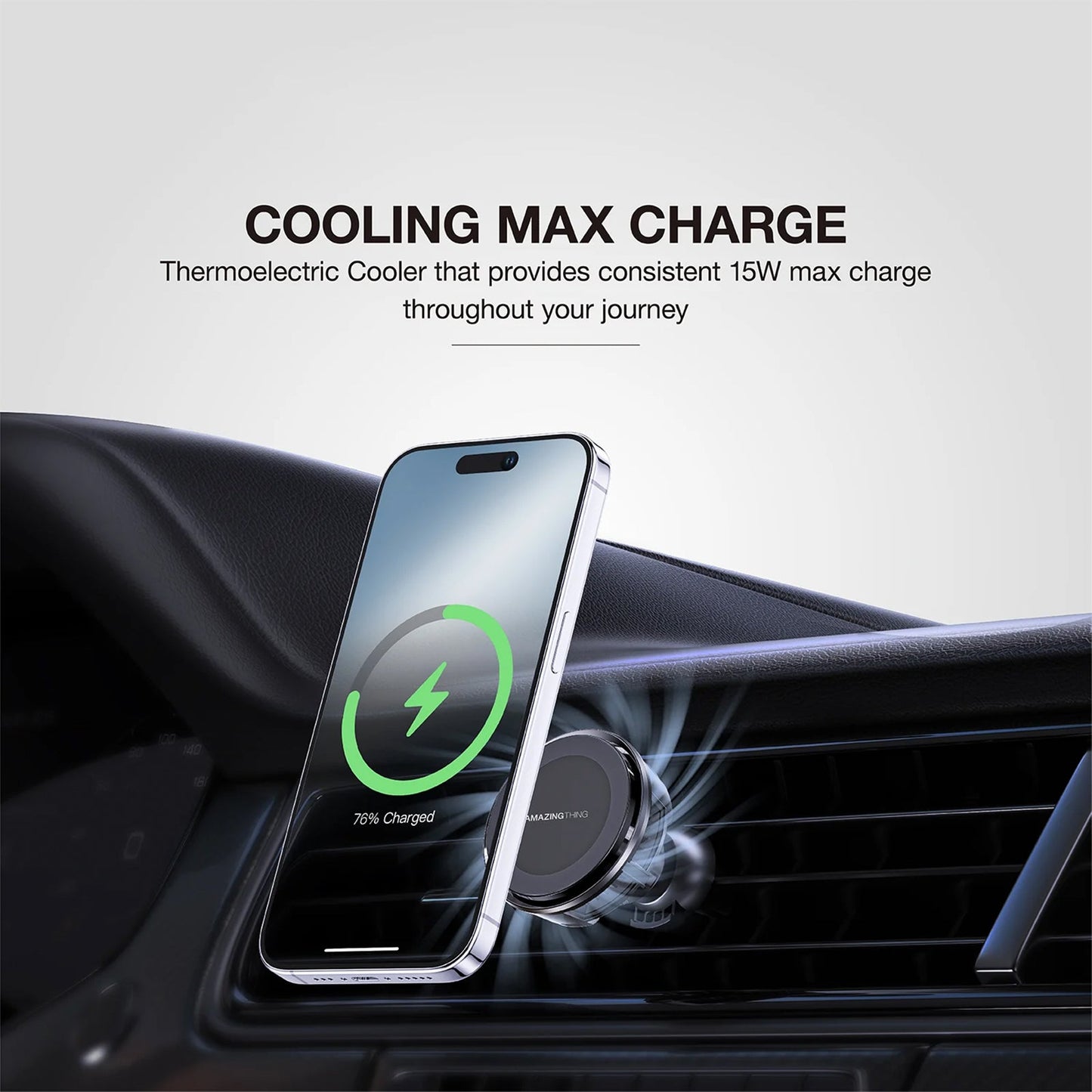 AMAZING THING THERMO-COOLING MAG 15W CAR MOUNT WITH 1.2M USB-C TO USB-C CABLE - ALAMAT