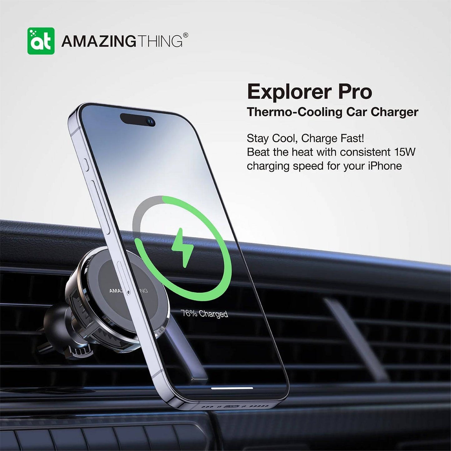 AMAZING THING THERMO-COOLING MAG 15W CAR MOUNT WITH 1.2M USB-C TO USB-C CABLE - ALAMAT