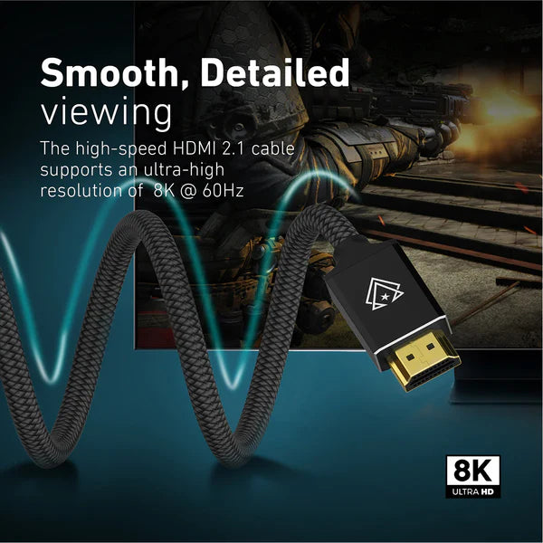VERTUX 8K NYLON BRAIDED HIGH DEFINITION HDMI 2.1 CABLE 3M BK VERTUX 8K NYLON BRAIDED HIGH DEFINITION HDMI 2.1 CABLE 3M BK