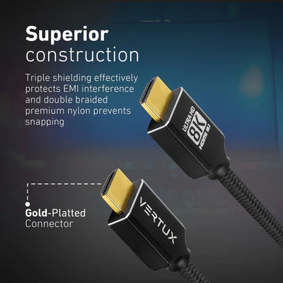 VERTUX 8K NYLON BRAIDED HIGH DEFINITION HDMI 2.1 CABLE 3M BK - Best Buy Tech