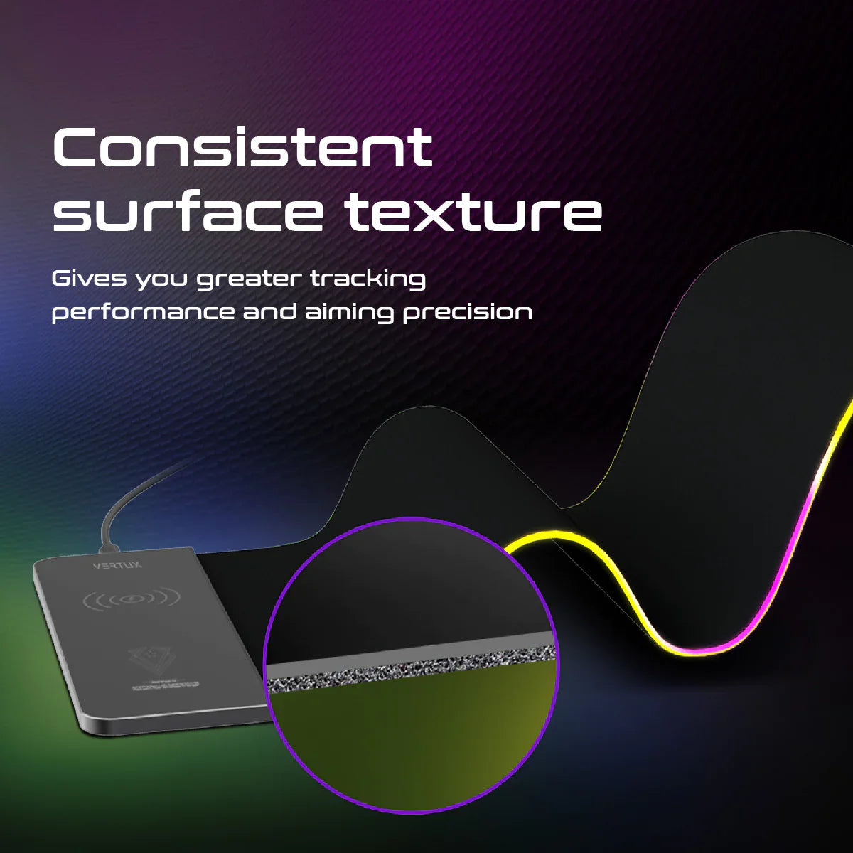 Vertux RaftPad-Qi Mouse Pad With 15W Wireless Charger - ALAMAT