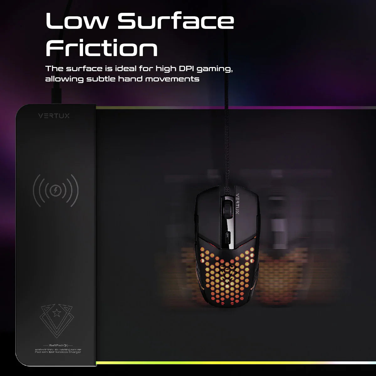 Vertux RaftPad-Qi Mouse Pad With 15W Wireless Charger - ALAMAT