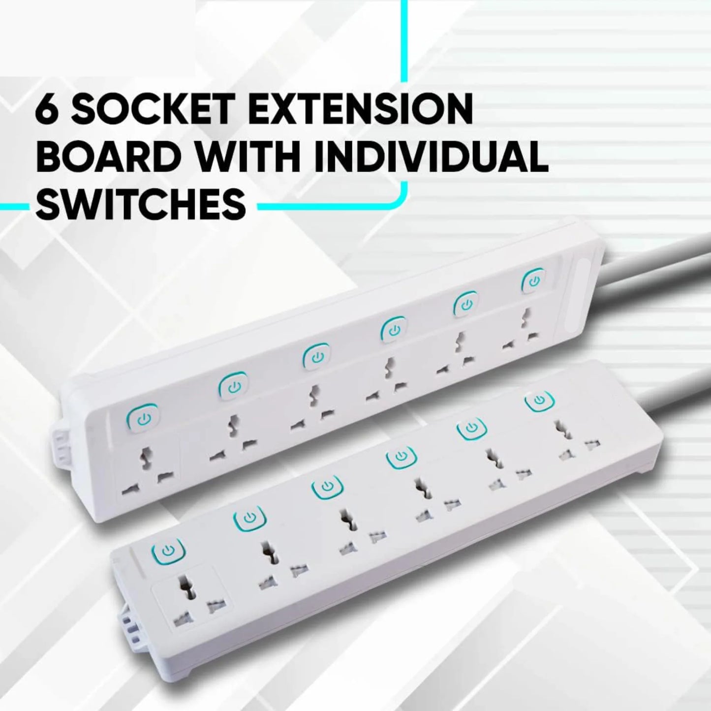 LightX Extension with Switch 6 Socket & 5m With Individual Switch 3250W