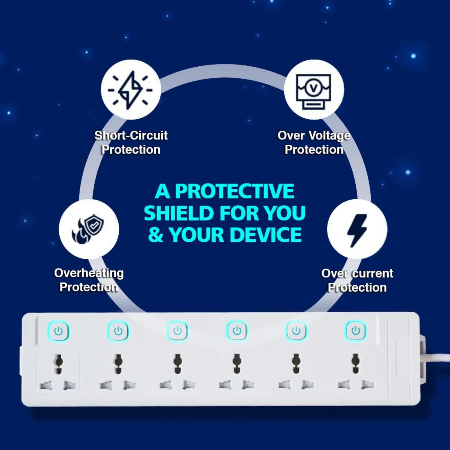 LightX Extension with Switch 6 Socket & 5m With Individual Switch 3250W