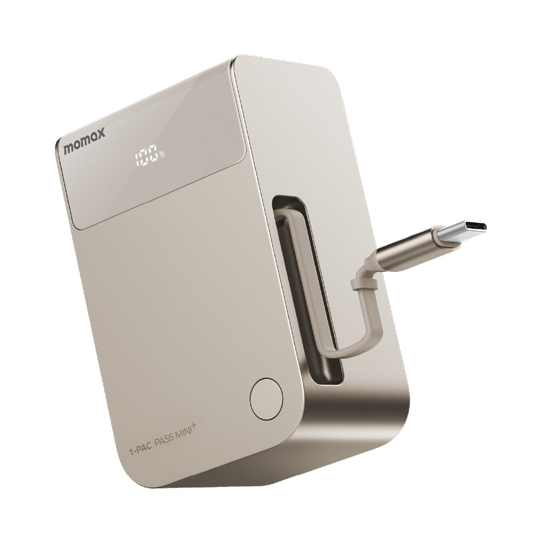 Momax 1-PAC PASS MINI+ 10000mAh 2in1 Battery Pack with Built-in Retractable Cable - Qatar