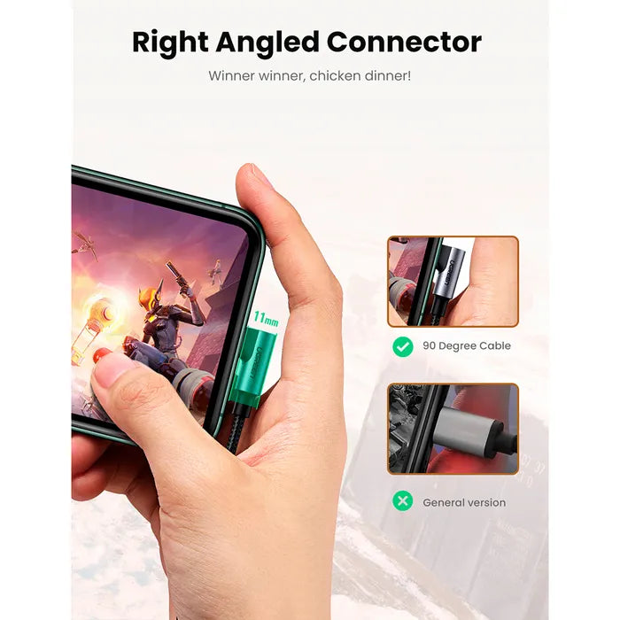 UGREEN Type C Male to Lightning Male Angled Cable Alu Case with Braid 1.5m UGREEN Type C Male to Lightning Male Angled Cable Alu Case with Braid 1.5m
