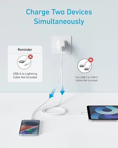 ANKER SELECT CHARGER (20W,2-PORT) WITH USB-C TO USB-C CABLE (B2348K21)- WHITE - Best Buy Tech