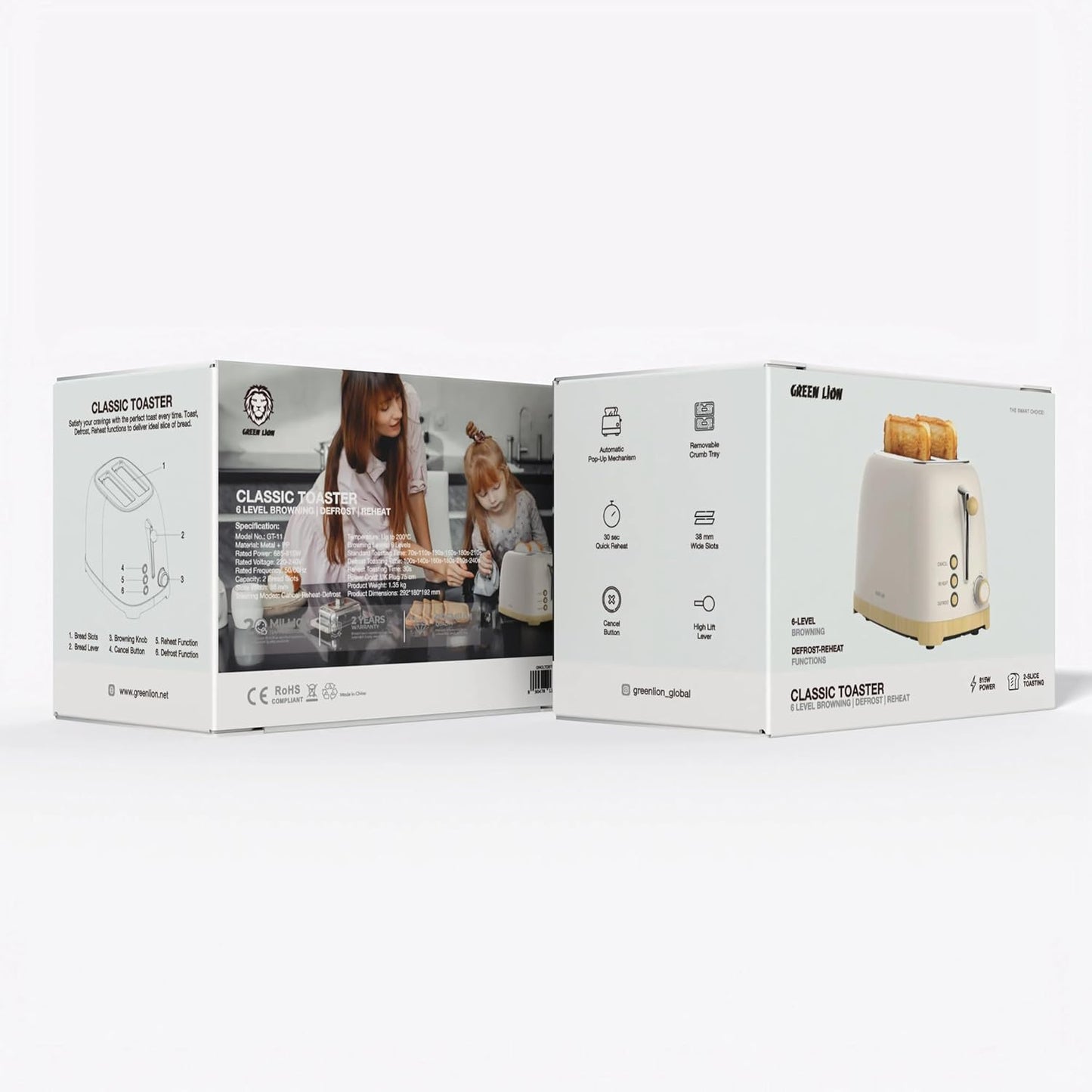 GREEN LION CLASSIC 2-SLICE TOASTER - BEIGE