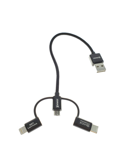 XPower 0.2m 3 in 1 Aluminium Alloy Cable