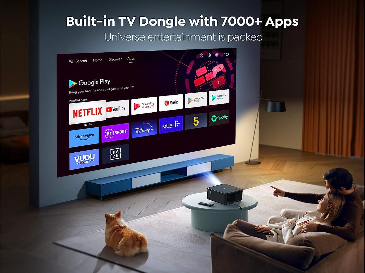 YABER K2S 1080P Smart Projector 800 ANSI, JBL Dolby, Auto Focus/Keystone, NFC Cast