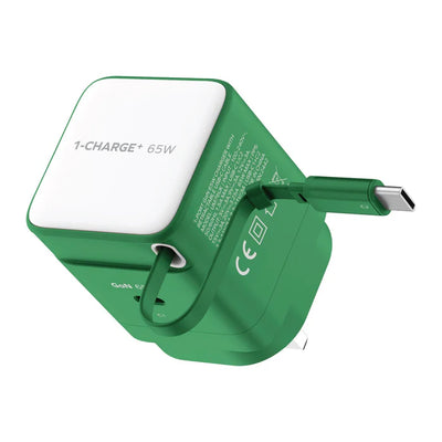1-Charge+ 1-Port GaN Charger With Built-In USB-C Cable 65W