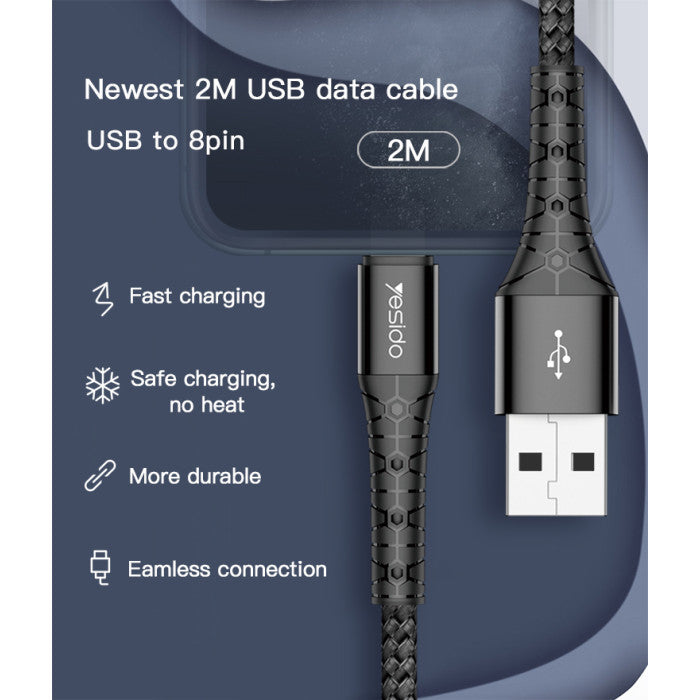 YESIDO USB-A TO LIGHTNING DATA CABLE 200CM-CA50 YESIDO USB-A TO LIGHTNING DATA CABLE 200CM-CA50