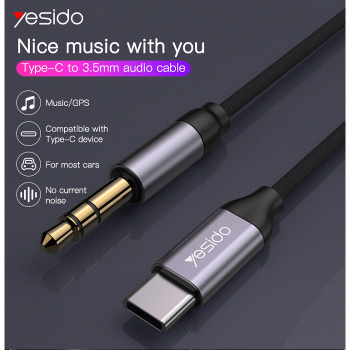 YESIDO AUX ADAPTER TYPE-C TO 3.5MM AUDIO CABLE YAU20 100CM YESIDO AUX ADAPTER TYPE-C TO 3.5MM AUDIO CABLE YAU20 100CM