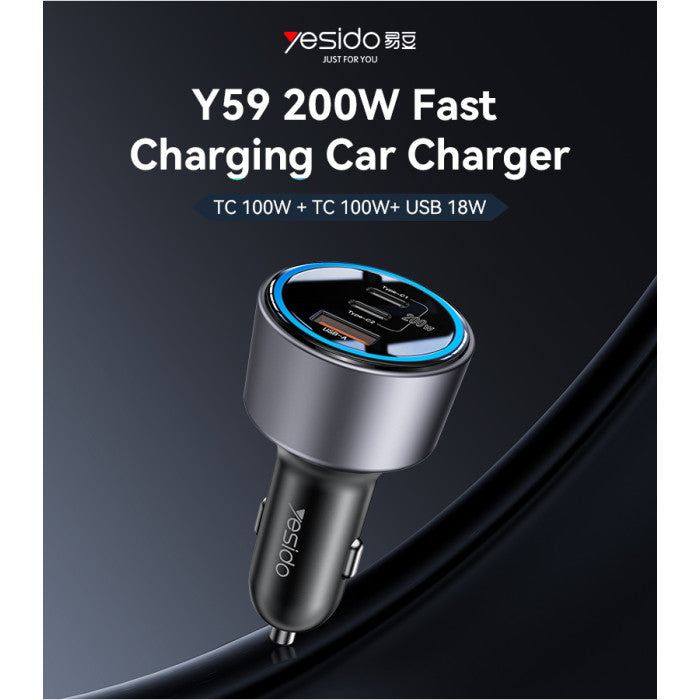 YESIDO SUPER FAST DUAL 100W PD QUICK CHARGE LED LIGHT 200W Y59 YESIDO SUPER FAST DUAL 100W PD QUICK CHARGE LED LIGHT 200W Y59
