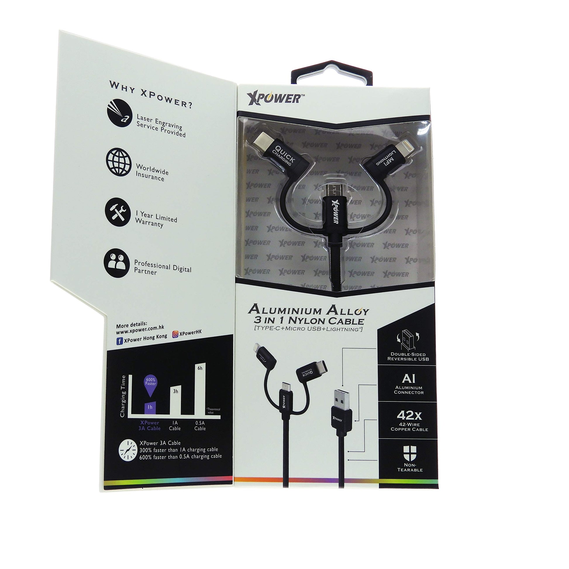 XPower Cable (Type-c+microusb+mfi) Qatar - Bestbuytech.com