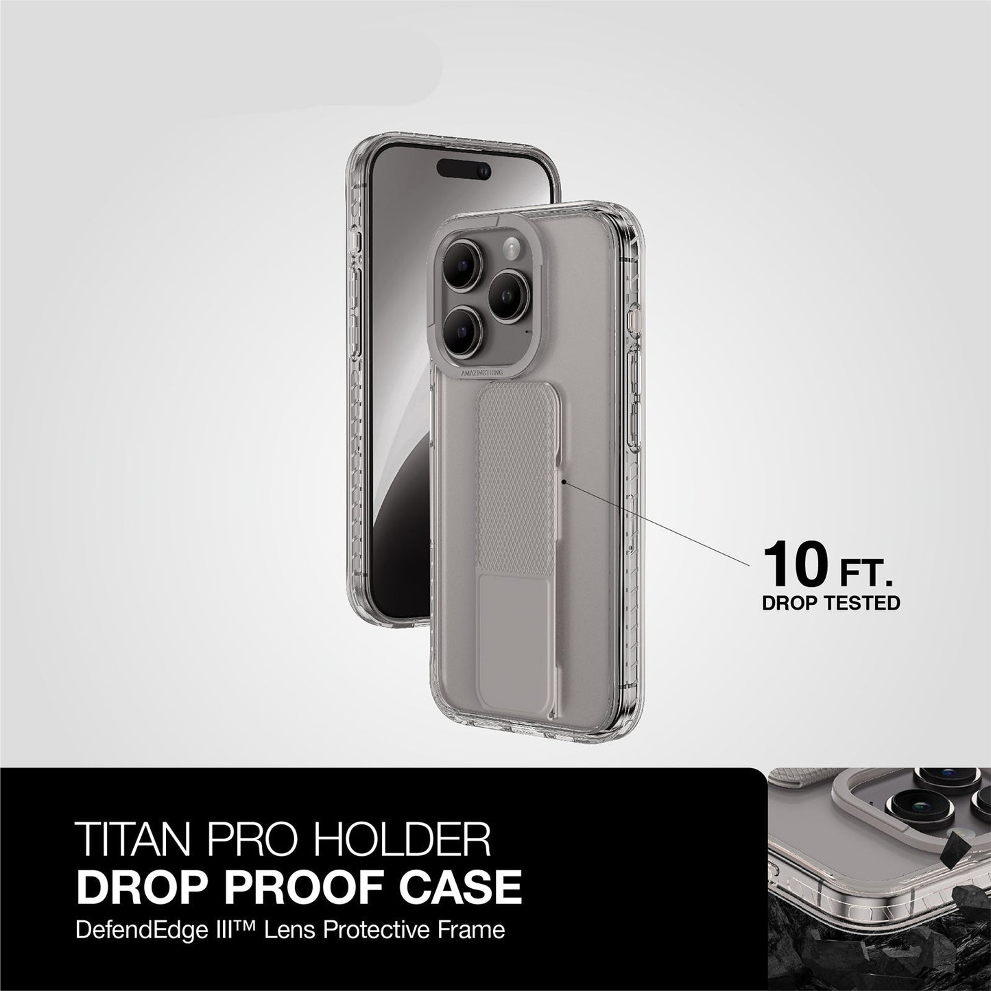 AMAZING THING TITAN PRO HOLDER DROP PROOF CASE FOR IPHONE 15 6.1 PRO 2023 - ALAMAT