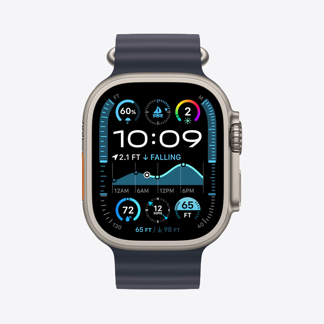 Apple Watch Ultra 2 GPS + Cellular | 49mm | Natural Titanium | Ocean Band | Navy - Best Buy Tech