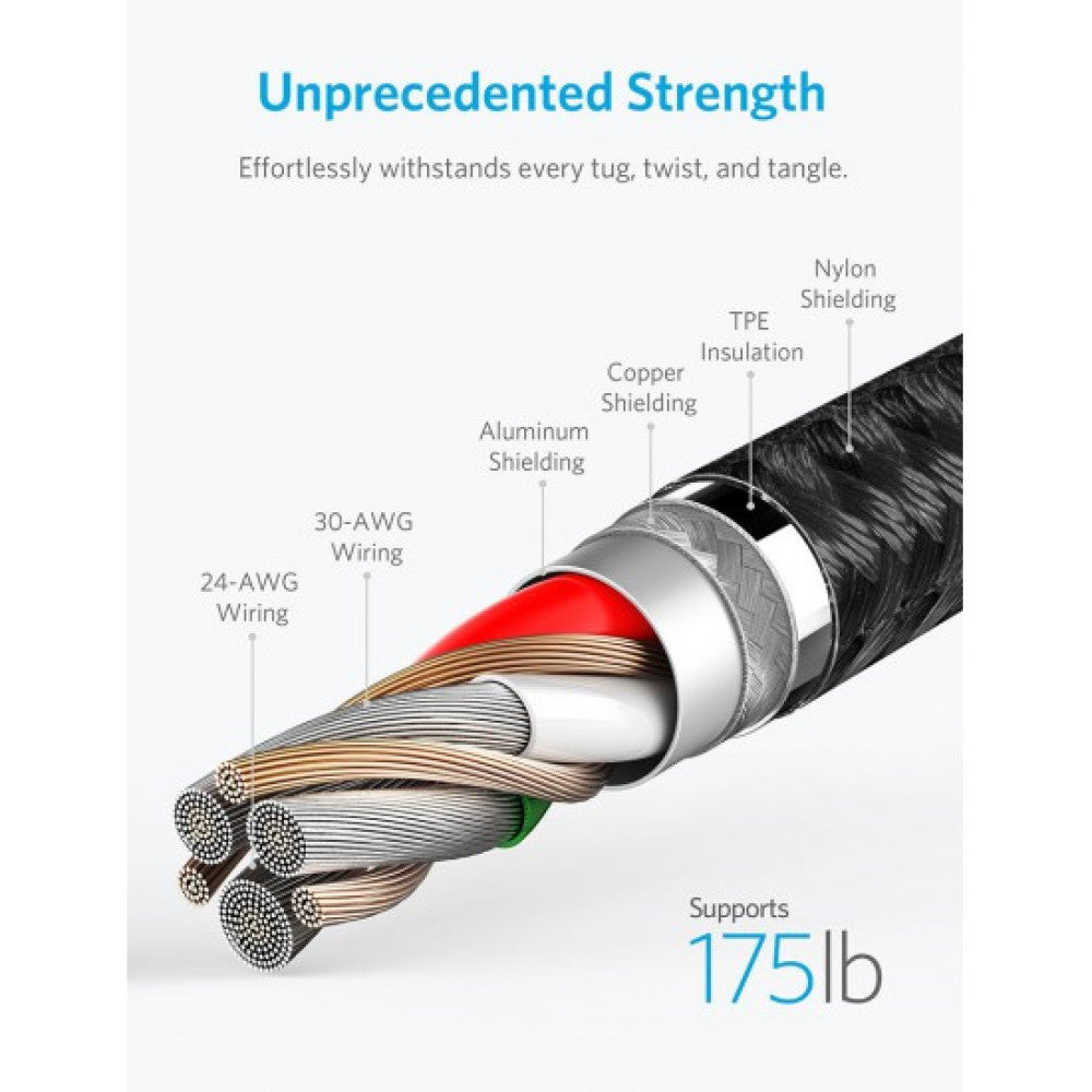 ANKER POWERLINE + II LIGHTNING CABLE 10FT UN(A8454H12) - BLACK ANKER POWERLINE + II LIGHTNING CABLE 10FT UN(A8454H12) - BLACK