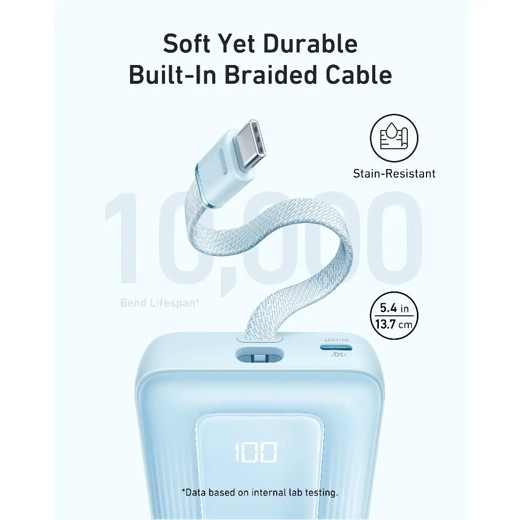 Anker Zolo Powerbank 10000mAh 30W Built-in USB C Cable A1688H11 Anker Zolo Powerbank 10000mAh 30W Built-in USB C Cable A1688H11
