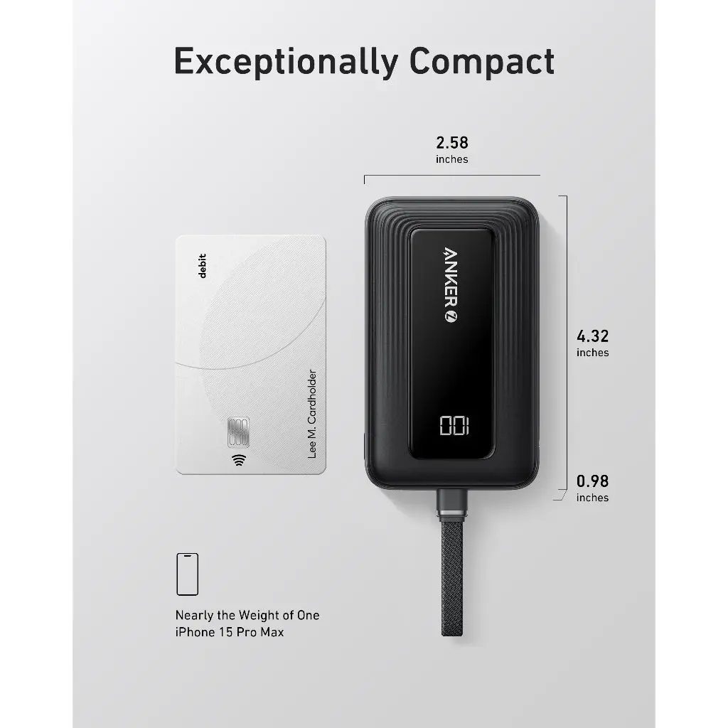 Anker Zolo Powerbank 10000mAh 30W Built-in USB C Cable A1688H11 Anker Zolo Powerbank 10000mAh 30W Built-in USB C Cable A1688H11